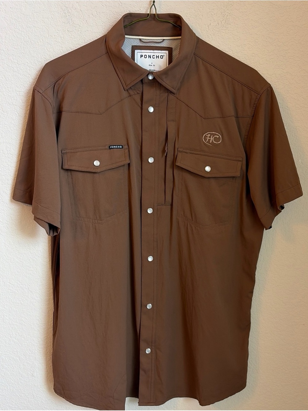 PONCHO Men’s S Slim Fit Fishing Hunting Pearl Snap Shirt